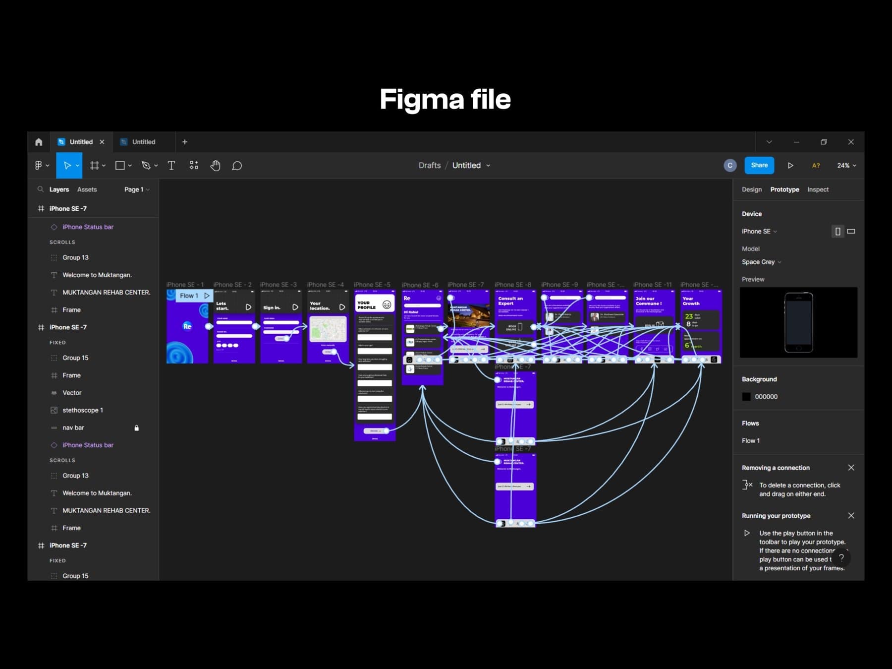 Figma prototype with every screen connected