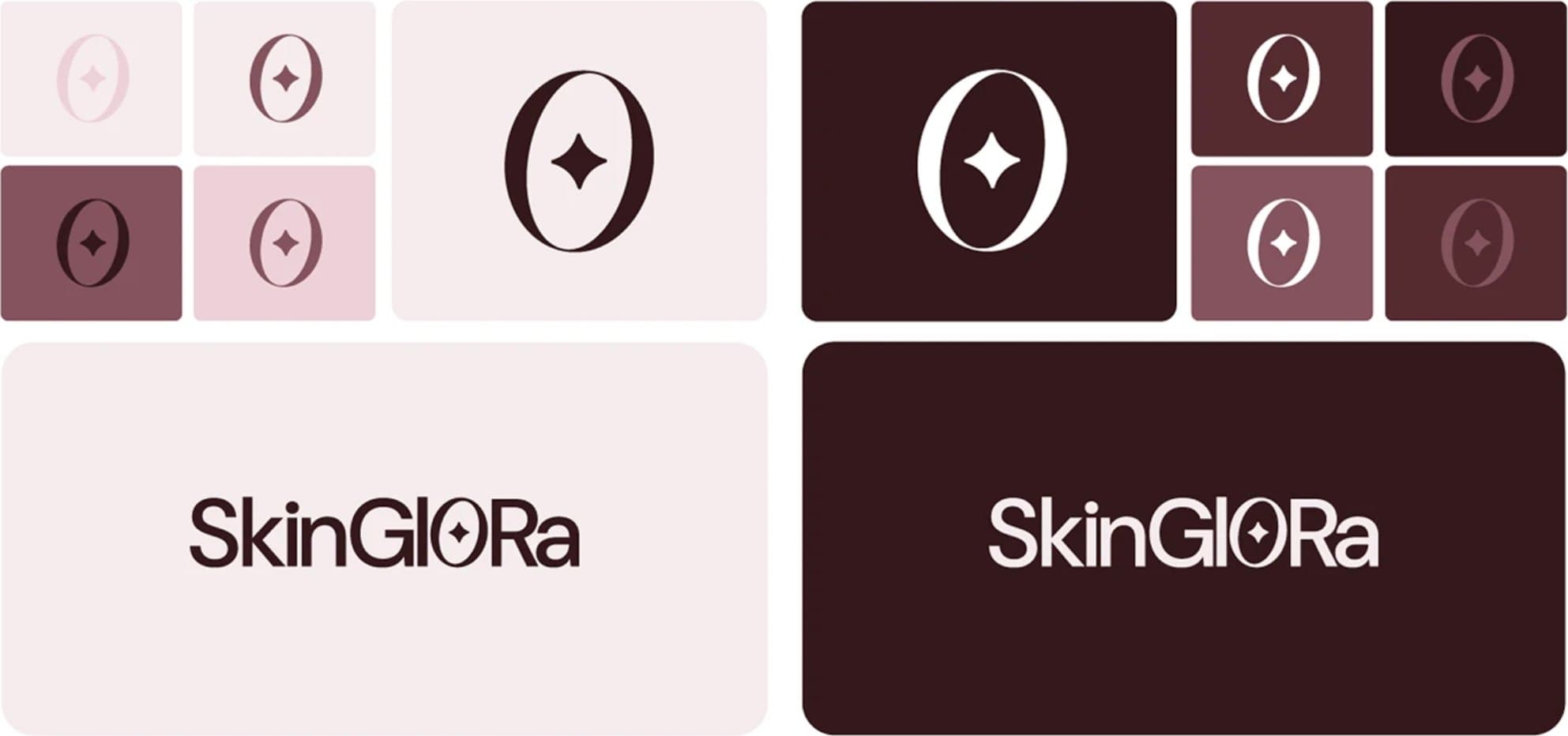 Glow Orb and wordmark across the light and dark brand palette