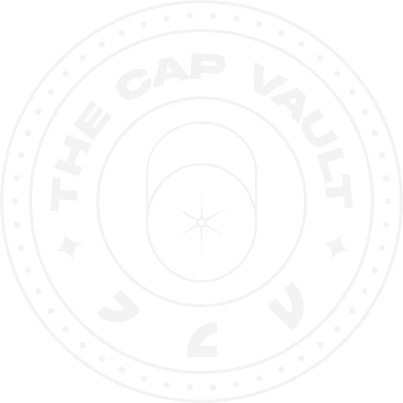 Circular emblem: THE CAP VAULT around the cap mark